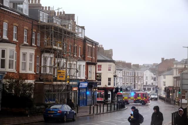 A cordon is put in place on Victoria Road as Storm Arwen caused falling debris.