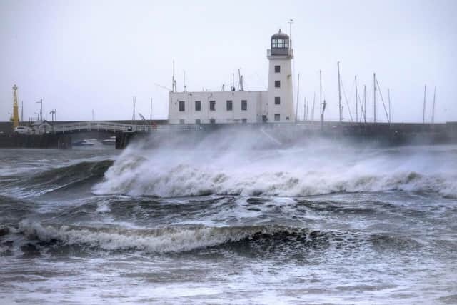Storm Arwen brought rough and choppy seas in Scarborough's South Bay.