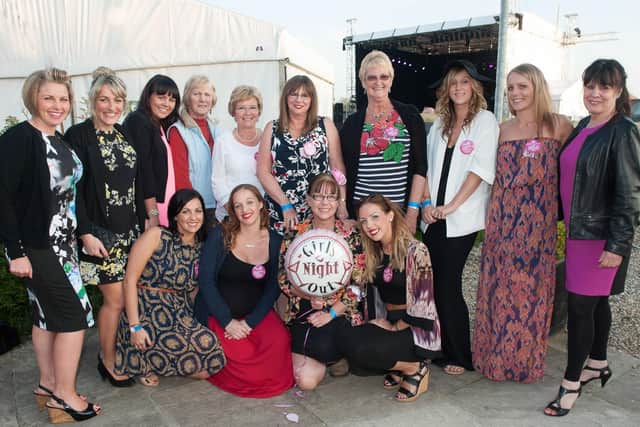 This fantastic photograph was taken during the Katherine Jenkins concert at The Blue Bell Hotel in Burton Agnes in 2014. Maz Rhodes from Bridlington enjoys a suprise hen night at the concert. (ndtp-msh1422x571)