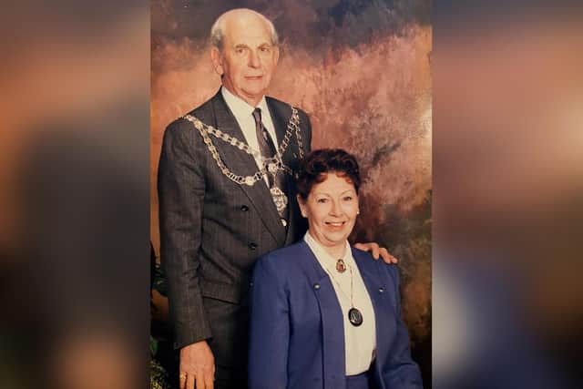 Barbara Benson-Smith with her late husband John, a former Town Mayor.