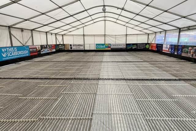 Putting the finishing touches to the ice skating rink ... just waiting for the water! (Photo: Scarborough Council)