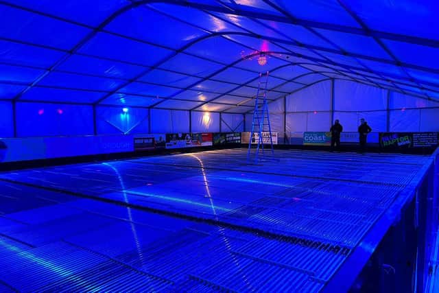 Testing the festive disco lighting. (Photo: Scarborough Council)