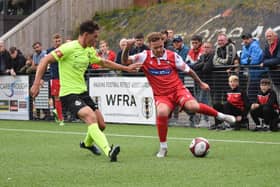 Nathan Cartman in action for Scarborough Athletic at home to South Shields.