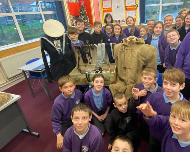 The Year 6 class at Braeburn Primary School are appealing to the public for help in search of the family of a sailor after a mysterious suitcase dating back to the 20th Century was discovered. (Credit: Braeburn Primary and Nursery Academy)