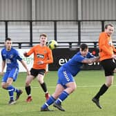 Valley (blue kit) take on Grangetown in the North Riding FA Sunday Chjallenge Cup

Photo by Richard Ponter