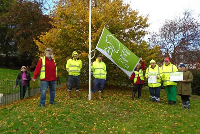 Raising the flag at Falsgrave Park