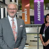 East Riding College principal Mike Welsh is pictured with chair of governors Kerri Harold. Photo submitted