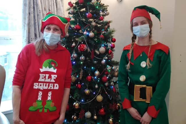 Staff at the home looked very festive in their elf outfits