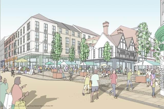 An artist’s impression of the proposed apartments and shops to replace the former Argos building.
