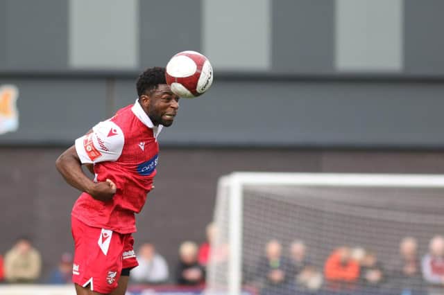 Kieran Weledji was man of the match in the 2-0 win for Scarborough Athletic at Bamber Bridge.