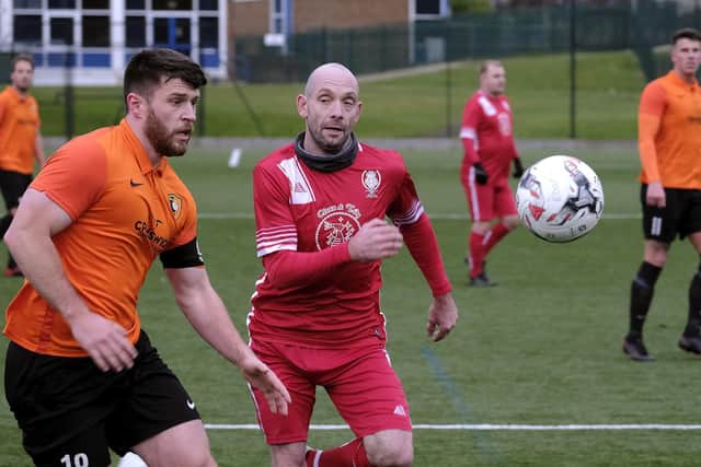 Edgehill, orange kit, take on Newlands in the Scarborough Saturday League Division One on Saturday December 11 2021
Photos by Richard Ponter