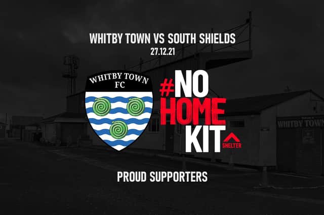 Whitby Town will be ditching their home kit on December 27 to support Shelter's #NoHomeKit campaign