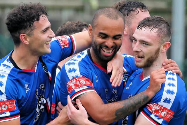 Whitby Town players celebrate a goal