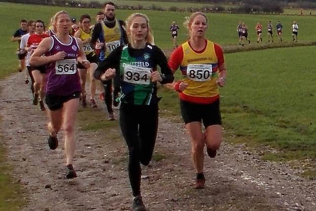 Katy Rawnsley in action at the EY Cross Country League at Wetwang