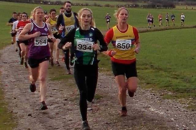 Katy Rawnsley in action at the EY Cross Country League at Wetwang