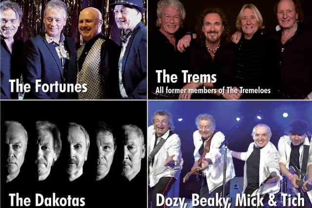 The Trems (all former members of The Tremeloes), Dozy Beaky Mick and Tich, The Fortunes and The Dakotas will perform their hits at The Spa.