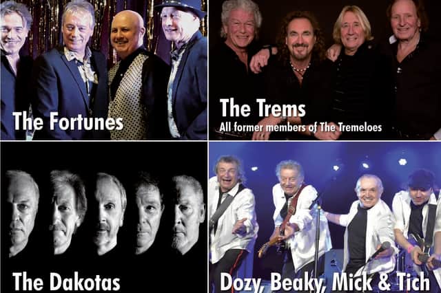 The Trems (all former members of The Tremeloes), Dozy Beaky Mick and Tich, The Fortunes and The Dakotas will perform their hits at The Spa.
