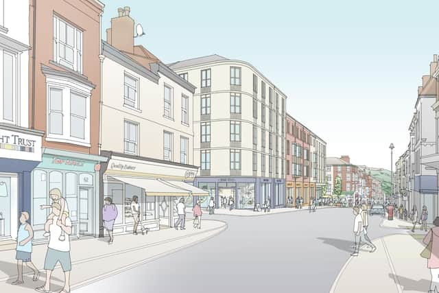 An artist’s impression of the proposed apartments and shops to replace the former Argos building.