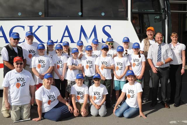 Eighty children from Burlington Junior School head to Lightwater Valley as part of the The Rotary Kids Out Day in 2014. (NBFP PA1424-14)