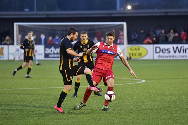 Scarborough Athletic's Simon Heslop on the ball against Morpeth Town.

Photos by Richard Ponter