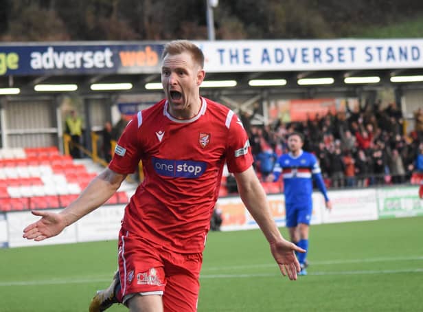Former Boro striker James Walshaw celebrates a goal during his time with the Seadogs.
