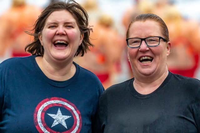 Fun at Whitby's Boxing Day dip for these two.