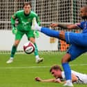 Jacob Hazel scored twice for Whitby against South Shields