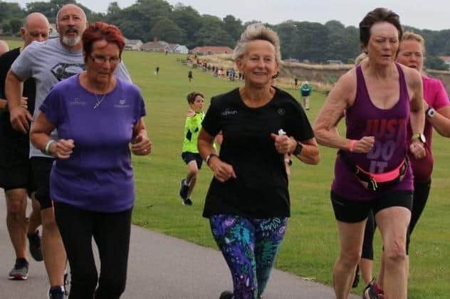 From left, Mary Slater, Patricia Keenan and Lesley Bayes in action at Sewerby parkrun.