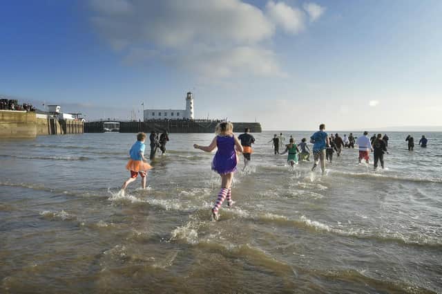 Revellers take to the water on New Year's Day in 2020.