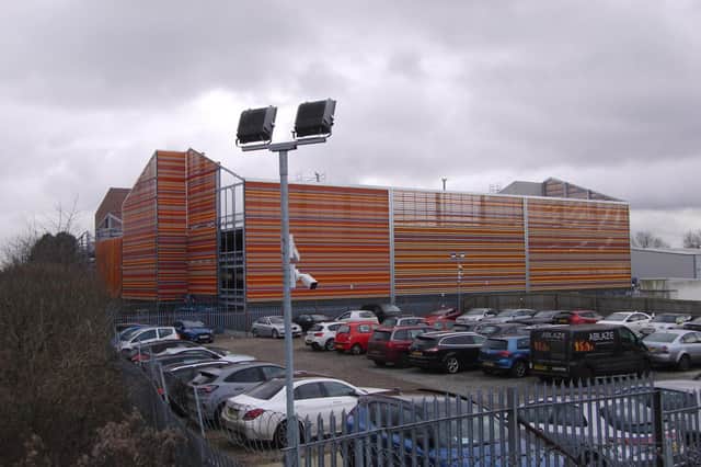 The new multi-storey car park for Warwick Hospital being built.