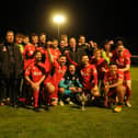 Bridlington Town celebrate their East Riding FA Senior Cup final win against North Ferriby on Tuesday evening. PHOTOS BY DOM TAYLOR