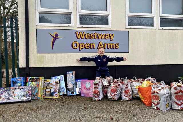Eight-year-old Harry Makepeace has been raising funds for Westway Open Arms this Christmas