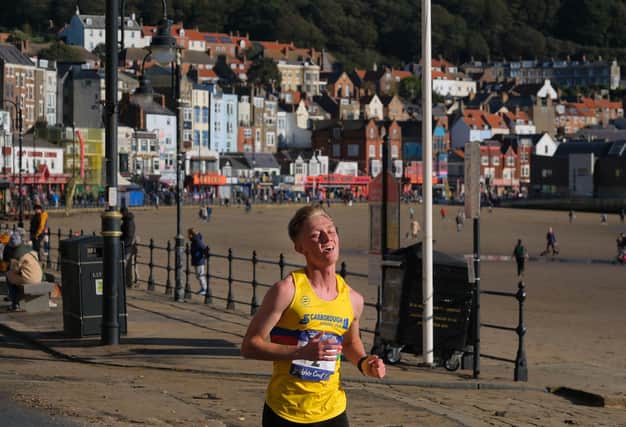 Scarborough AC's Jackson Smith battles on to take second place in the McCain Yorkshire Coast 10K.. PHOTO BY RICHARD PONTER