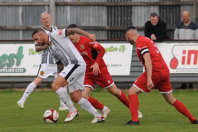 Bridlington Town defending a Belper attack during Saturday's NPL Division East match.