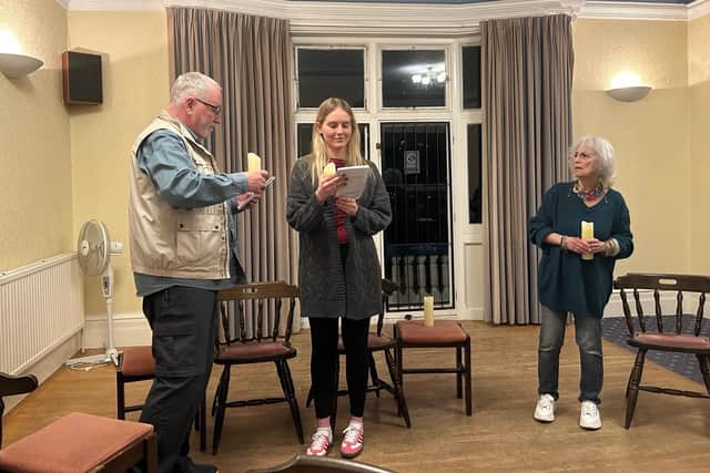 WADS members rehearse Curtain Up On Murder.