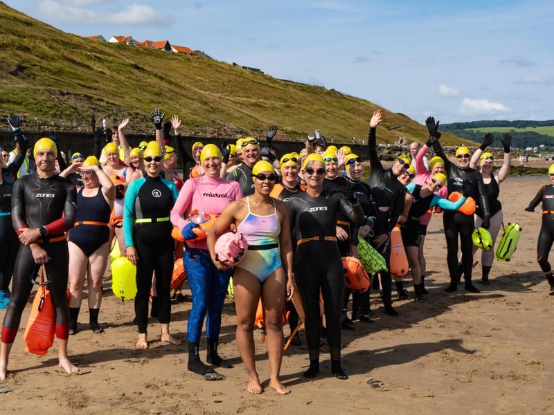 Competitors in Whitby Regatta Saturday's sea swim.