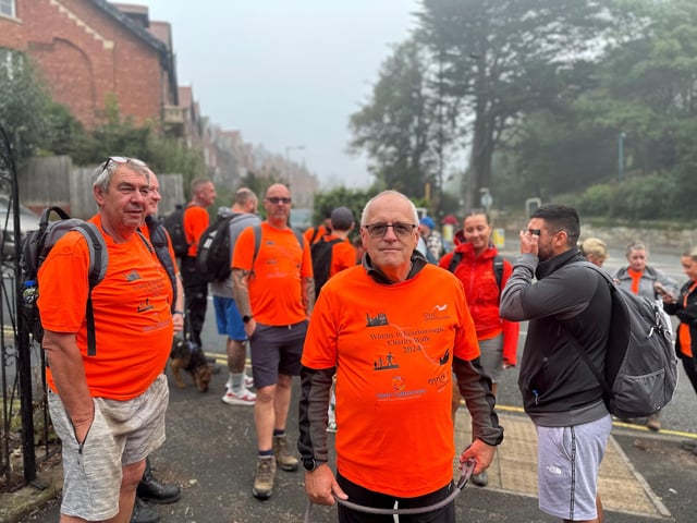 Ken at the start of a charity walk from Whitby to Scarborough
