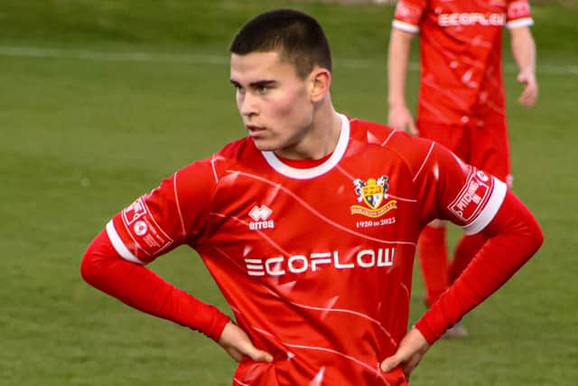 Ben Farrar, pictured during his loan spell with Bridlington Town, has joined Whitby Town on loan. Photo by Ewan Cameron