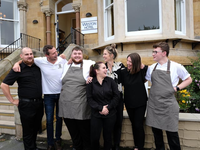 Sam, Luke, Andrew, Clara, Steph, Lesley and Ronan ready for the opening