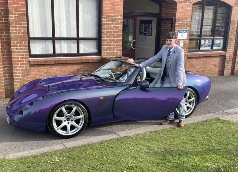 Jackson Barker getting ready to leave for prom in style!