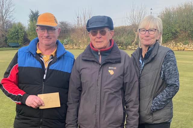 From left, the North Cliff merit winner Paul Morgan, David Hill and Jo Leeman.