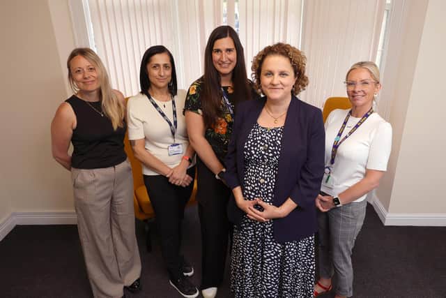 Sally Lynch Combined Authority, Leanne Harper Changing Lives, Faye Sunter Changing Lives, Dep Mayor Jo Coles and Kelly Broadbent St Giles pic Richard Ponter
