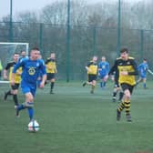 Union Rovers' Josh Ward, right, in action against Filey Reserves.