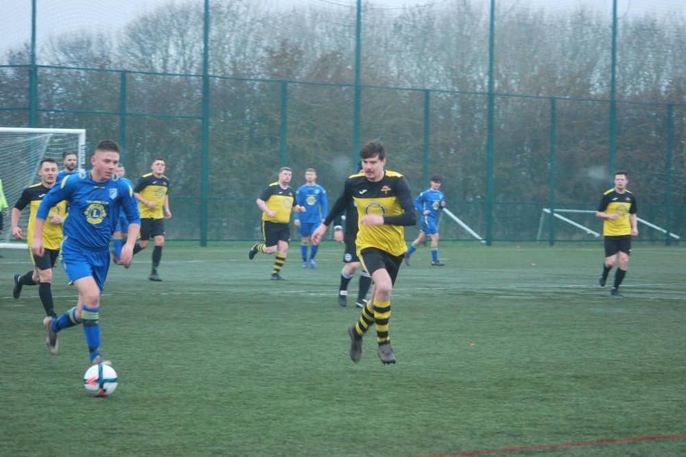 Union Rovers' Josh Ward, right, in action against Filey Reserves.