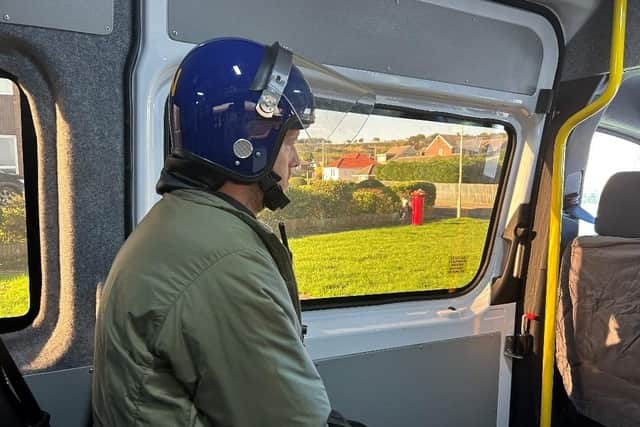 North Yorkshire Police officer on there way to a Scarborough property during the national week of action to target county lines drug dealing.