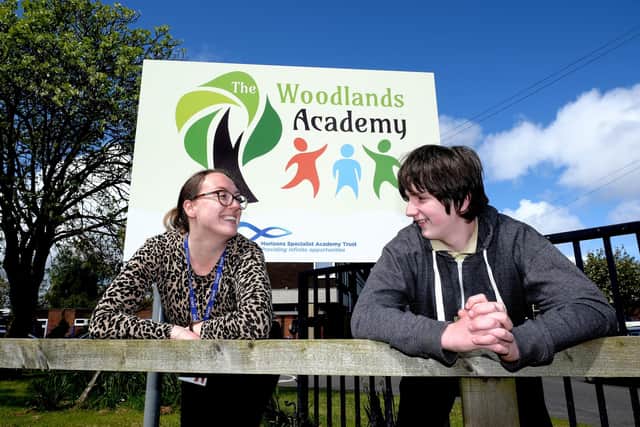 Vice principal Amy Hewitt chatting with a student