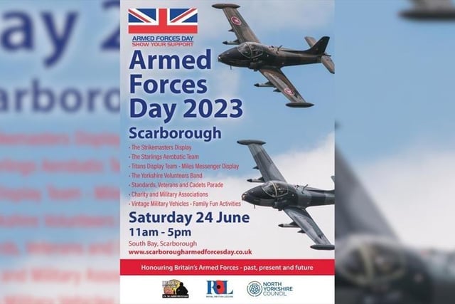 Armed Forces Day in Scarborough will take place on June 24 at Scarborough South Bay, between 10:00am and 5:00pm. Entry is free and the day will include parades, displays, musical performances, and interactive exhibits.