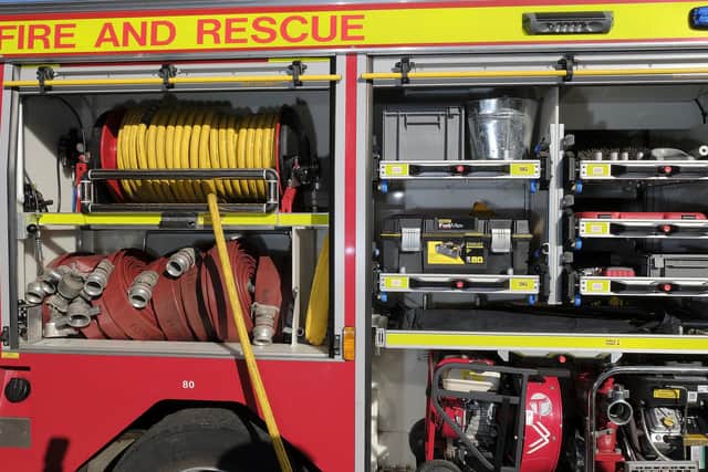 Fire crews were called to a vehicle which hit a pylon at 3.11am on Friday morning