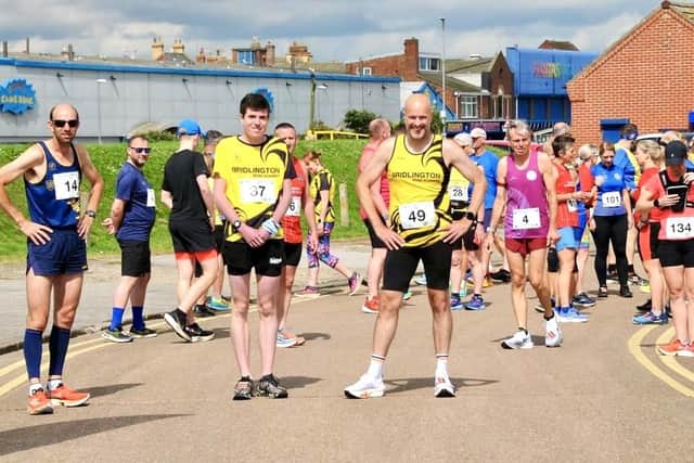 Micah Gibson and Martin Hutchinson at the start of the Withernsea 5 Mile.
