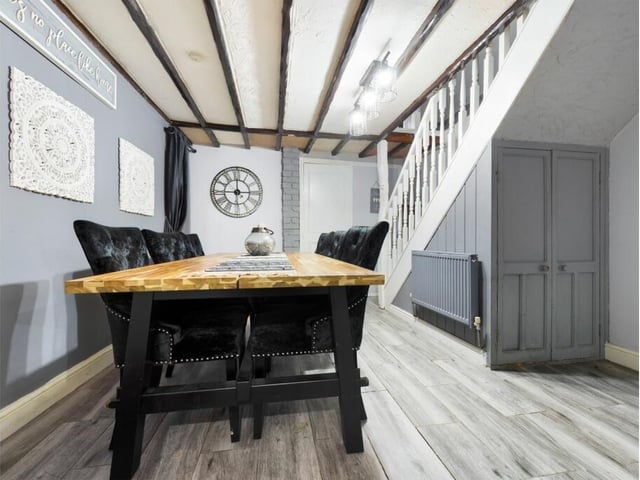 Dining space has room for a larger style table and chairs.
